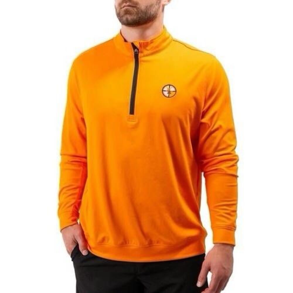 Waggle Medium 1/4 Zip Pullover Orange Blaze Hunting Golf Breathable Mens M NWT